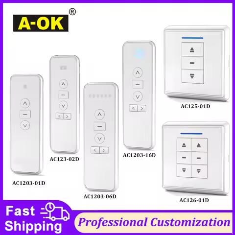 A-OK AC123 01/02/06/16 Channel Remote Controller RF433 Wireless Wall Controller AC125 for AOK RF433 