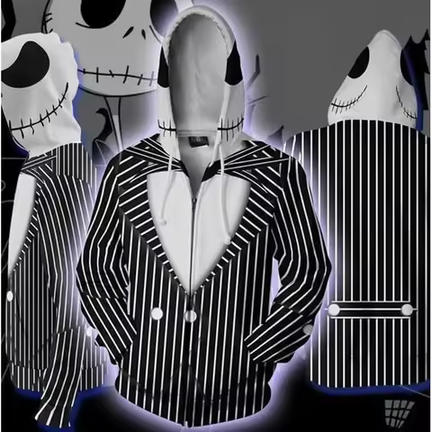 The Nightmare Before Christmas Jack Skellington Carnival Halloween Costume Fancy Black Stripe Town P