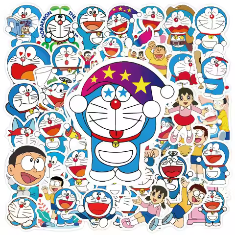 50-100pcs Doraemon Cartoon Graffiti Sticker Luggage Skateboarding Water Bottle Waterproof Decorative
