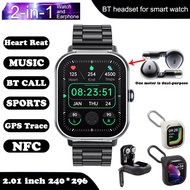 2 In1 Smart Watch Headphone Smartwatch TWS Bluetooth Earphone Touch Screen Heart Rate Blood Pressure