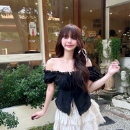 Forward: Cayla crop Doll Sleeve Shirt Can Be Worn Off The Shoulder