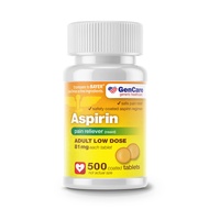 GenCare - Low Dose Aspirin 81mg for Adults Coated (NSAID) 500 Tablets | Adult Low Dose | Enteric Coa