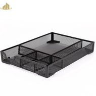 Desk Drawer Organizer Tray 5 Compartments Desk Drawer Organizer 12.4×8.5×1.8 Inch Metal Mesh Drawer 