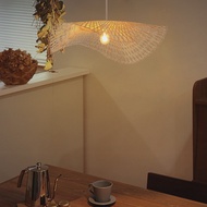โคมไฟระย้าหวายโคมไฟระย้าไม้ไผ่แบบญี่ปุ่นโคมไฟหวายสำหรับห้องนั่งเล่นห้องนอนร้านอาหารคาเฟ่ร้านน้ำชา