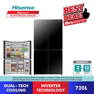 Hisense 4 Door Inverter Fridge 720L RQ768N4ABU / RQ768N4AW-KU French Door Refrigerator / Peti Sejuk 