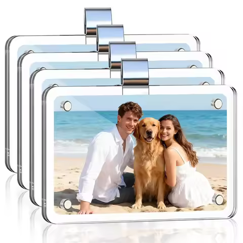 2/4 Pcs Car Picture Holder for Sun Visor Magnetic Acrylic Car Photo Clip for 2.4" x 3.5" Wallet Size