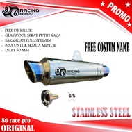 Motorcycle racingknalpot Original 86 racing exhaust race pro inlet 50 mm stainless steel silencer on