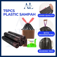 🔷ATAS🔷 75pcs Garbage Bag Trash Bag with Rope/ Drawstring Garbage Bags Tie Portable Plastik Sampah