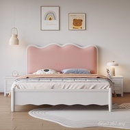 Double Bed 1.81.5 Bed French Cream Nordic Wooden Bed Owner Simple Household Storage Modern White VAB