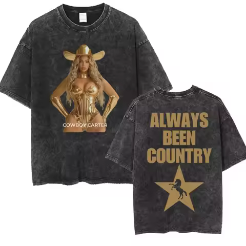 Cowboy Carter Beyonce Tour 2026 Vintage Washed T Shirts Men Women Hip Hop Harajuku Oversized T-shirt