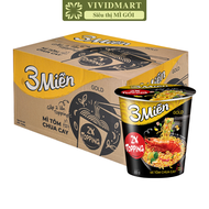 [THÙNG 24 LY] - UNIBEN - Mì ly 3 Miền Gold 2 vị: Tôm chua cay đặc biệt Bò hầm rau thơm Mì 3 Miền Gol