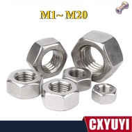 Hex Nut 304 Stainless Steel (SS304 A2-70) DIN 934 Plain Finish Fastener M1~ M20 【CXYUYI-1】