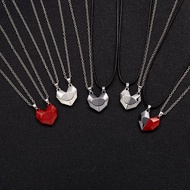2Pcs/Lot Magnetic Couple Necklace Friendship Heart Pendant Distance Faceted Charm Necklace Women Valentine 39;s Day Gift