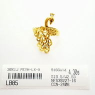 Cincin Peacock Design India Saiz 15 15.5 17 19 19.5 Emas 916 Yon Hing