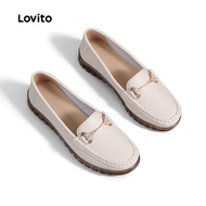 Lovito Casual Plain Soft And Breathable Temperament Work Shoes Formal Wear Leather Loafers for Women