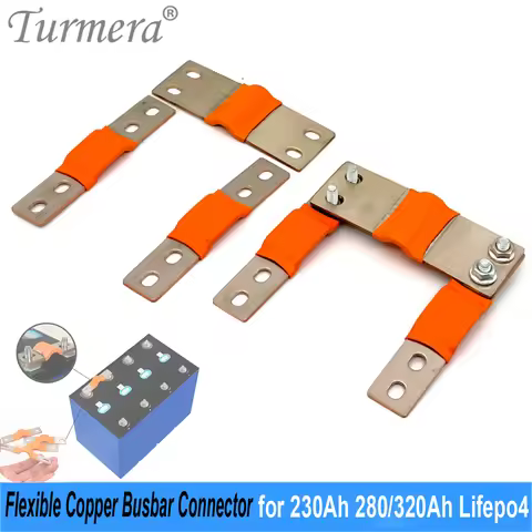 Turmera 12V Busbar Lifepo4 Battery Flexible Copper Connecter 42mm 56mm 80mm 2mm 400A for 230Ah 280Ah