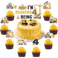 Construction 4th Birthday Party Decoration Boy, 25pcs I’m Digging Being 4 Cake Cupcake Topper Double