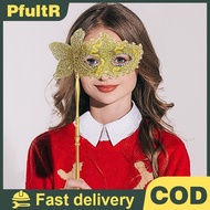 [KICO] Masquerade Mask with Holding Stick, Venetian Half Face Mask for Women