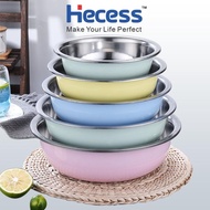 Hecess Set Besen Keluli Tahan Karat Berwarna untuk Basuh Sayur & Sup, Colorful Stainless Steel Basin