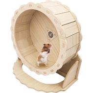 Hamiledyi Wooden Hamster Wheel, Small Pets Exercise Wheel, Silent Running Wheel for Gerbil, Mice, Dw
