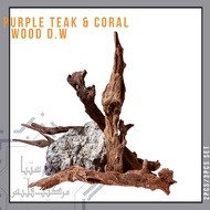 2pcs Purple Teak wood And Coral Wood For Aquarium Driftwood Or Natural Habitat And Terrarium