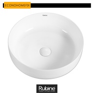 [ RUBINE ] SPIN 44 Countertop ROUND Ceramic Hand Wash Basin , High gloss finish ,Ø440 x 140mm