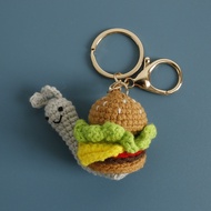 Handmade Crochet Burger Pendant New Style Wool Crochet Snail Burger Keychain