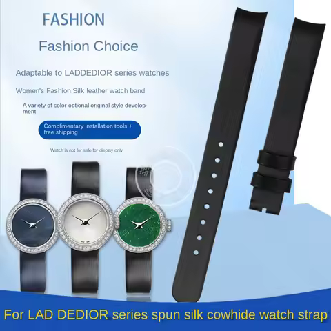 Fashion Women's Watch Strap with Concave Interface for LA D DE DIOR Series CD040110A Silk Texture Le