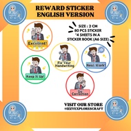 ENGLISH Reward Sticker | Teacher Reward Sticker for Student | Cute Reward Sticker Book | (BSVES4 - H