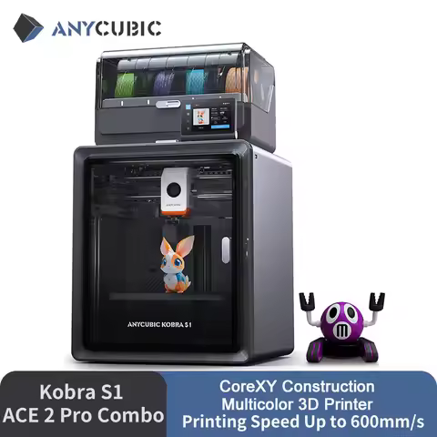 Anycubic Kobra S1 ACE 2 PRO Combo Multi-Color 3D Printer Core XY Stable Structure 3D Printer Max Spe