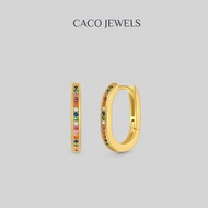 CACO 18K Gold Plated Huggie Earrings with Coloured Zirconia "Vistosa" (1 Pair)