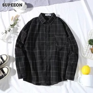 SUPEEON丨เสื้อเชิ้ตแขนยาวลายสก็อตของผู้ชาย ผู้ชายใหม่ แขนยาวเสื้อ ขนาดใหญ่ลายสก๊อตชุดธุรกิจแบบพอดีตัว