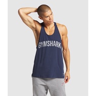 Gymshark Power Stringer Oversized Dark Blue Baju Kaos Singlet Fitness