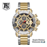Empirewatches Jam Tangan T5 H3702G H3702 3702 Pria Cowok Analog Rantai Stainless Chrono dan Tanggal
