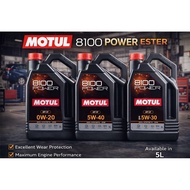 Motul 8100 Power Ester Engine Oil (5W30/5W40/0W20)– 5L High Performance 100% Synthetic