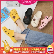 READY STOCK💝GRIMO Crooc Bear Sandal Women's Kasut Slipper Shoe Lady Perempuan Wanita Girl Lawa Casua