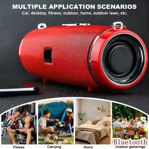 200W Portable Bluetooth Speaker IPX7 Waterproof Outdoor HIFI Pillar Speaker Subwoofer Stereo Speaker