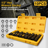 KEELAT 10 PCS Impact Hex Bit Socket Set 1/2 Inch Drive CR-MO Metric Allen Hex Bit H4 To H19 Heavy Du