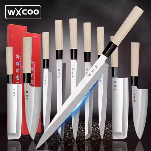 Japanese Sashimi Knife Meat Cleaver Butcher Santoku Chef Kitchen Knives Stainless Steel Sushi Salmon