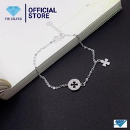 Lắc tay nữ cỏ 4 lá nạm đá may mắn THj - Chuẩn bạc ta