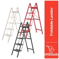 S-wholesale 5 Step Foldable Steel Ladder Household Ladder Folding Ladder Safety Step Stool Step Ladd