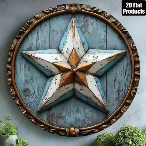 Texas Star 8x8 Inch Rustic Aluminum Metal Wall Decor Sign Western Farmhouse Art for Home Bar Kitchen