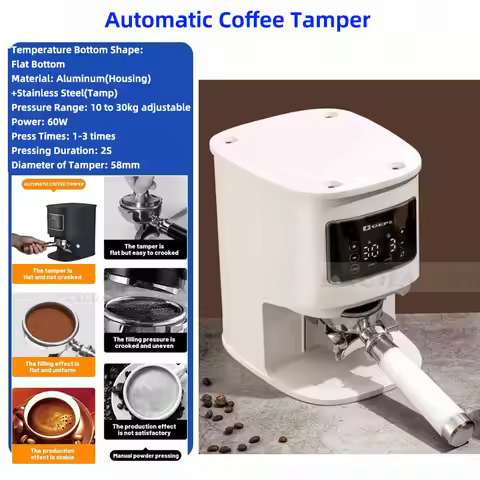 LX LT58 Electric Coffee Tamper 58mm Automatic Coffee Tamper Maker Touch screen Stainless Steel Espre
