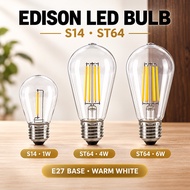 ST64/S14 LED Edison Bulb E27 1W 4W 6W Warm White Vintage Filament Clear Glass Decorative Light Bulb