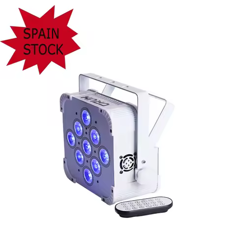 WHTIE CASE STOCK 9X18W 6in1 RGBAW +UV Battery Wireless Remote LED Flat Par Light For Wedding Party D