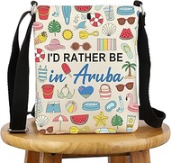 G2TUP Aruba Lover Gift I'd Rather Be in Aruba Makeup Bag Aruba Trip Cosmetic Bag Aruba Souvenirs Gif
