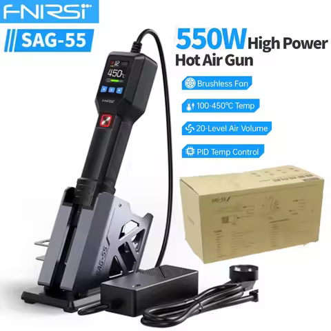 FNIRSI SAG-55 Micro Hot Air Gun 550W with Stand BGA Rework LCD Digital Hair Dryer Soldering Heat Gun