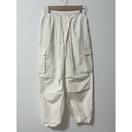 GU Women's Cargo Pants High Waist Leg Ends With Drawstring S-Shaped Cream Color Second Hand Good Con