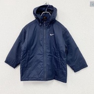90年代古著Nike羽絨服，帶有大號Swoosh標誌，復古海軍藍，L碼