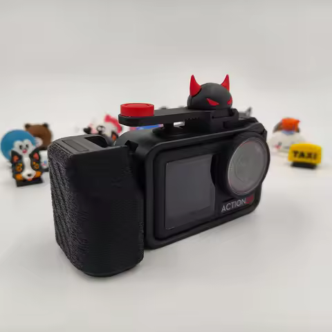 3D Printed Camera Grip Handle for DJI Osmo Action 3/4/5 Pro - Compatible with Original Cage & Quick 